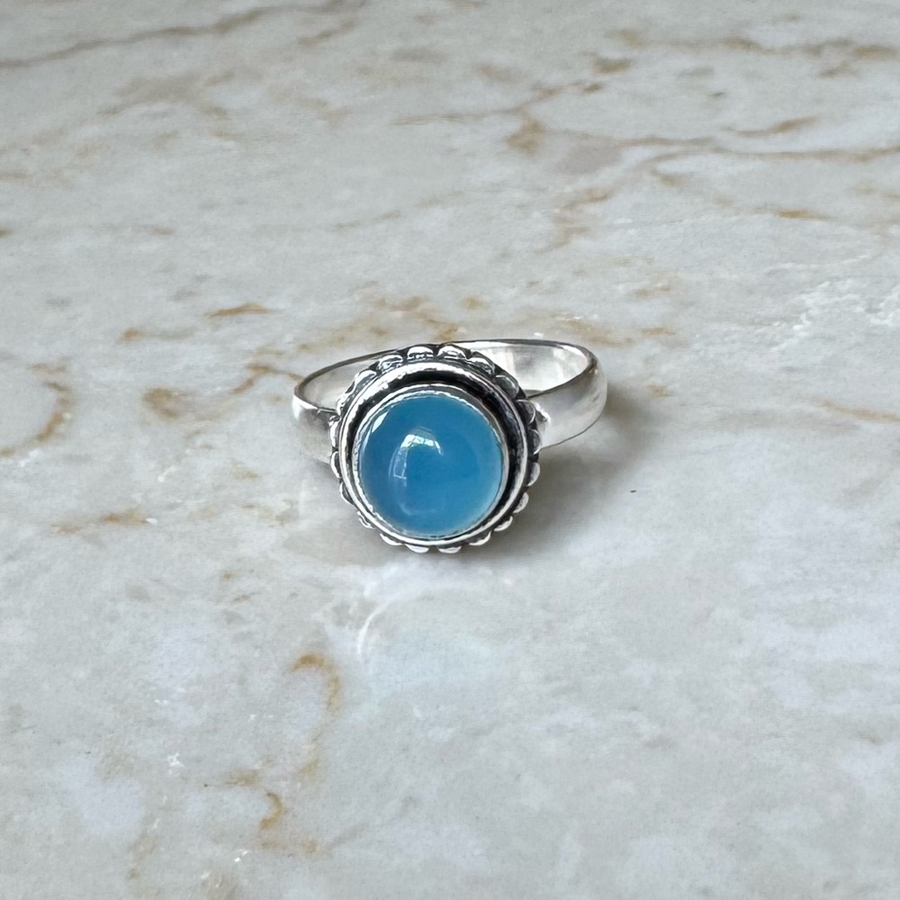 NWOT Sundance Rainveil Ring, Blue Chalcedony, Sterling Silver